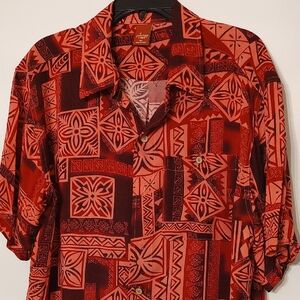 Men's Red Tropical Geometric Shirt